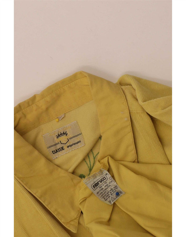 Fiorucci Herren-Cordhemd aus mittelgelber, geblümter Baumwolle