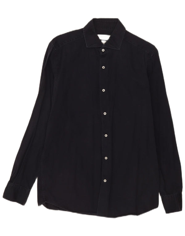 Massimo Dutti Herrenhemd Medium Navy Blue Cotton Classic