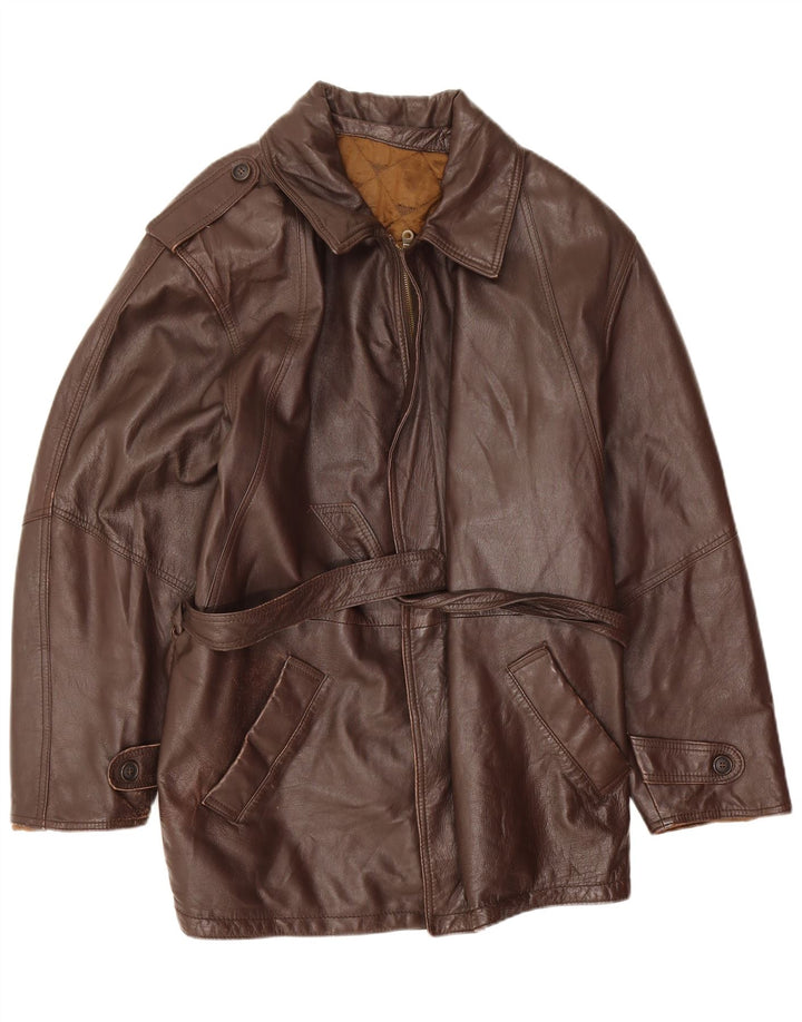 Vintage Herren Militärlederjacke IT 52 XL Braunes Leder
