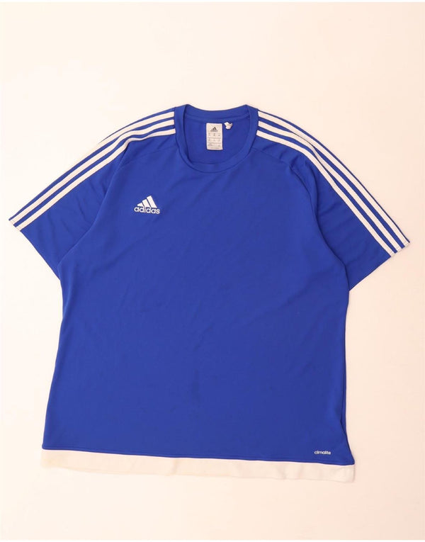 Adidas Herren Climalite T-Shirt Top 2XL Blau Colourblock Polyester