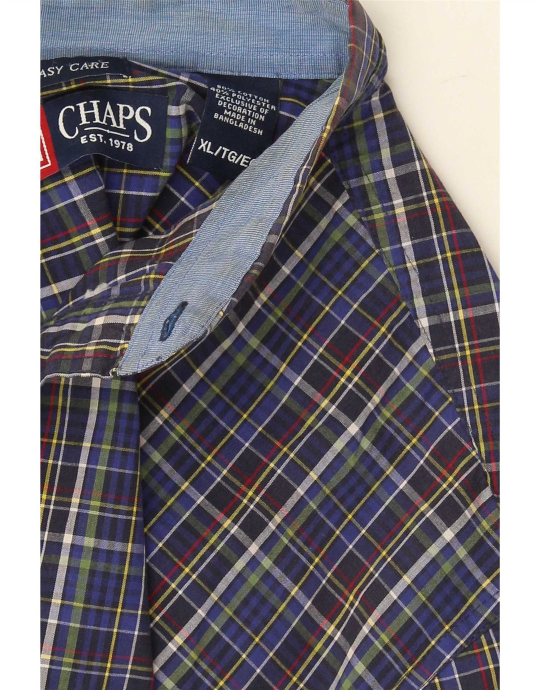 Chaps Herren-Hemd, pflegeleicht, XL, blau kariert, Baumwolle