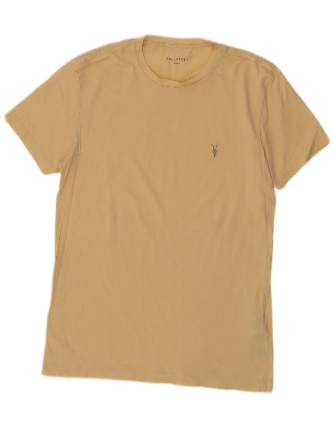 All Saints Herren T-Shirt Top Small Gelb Baumwolle