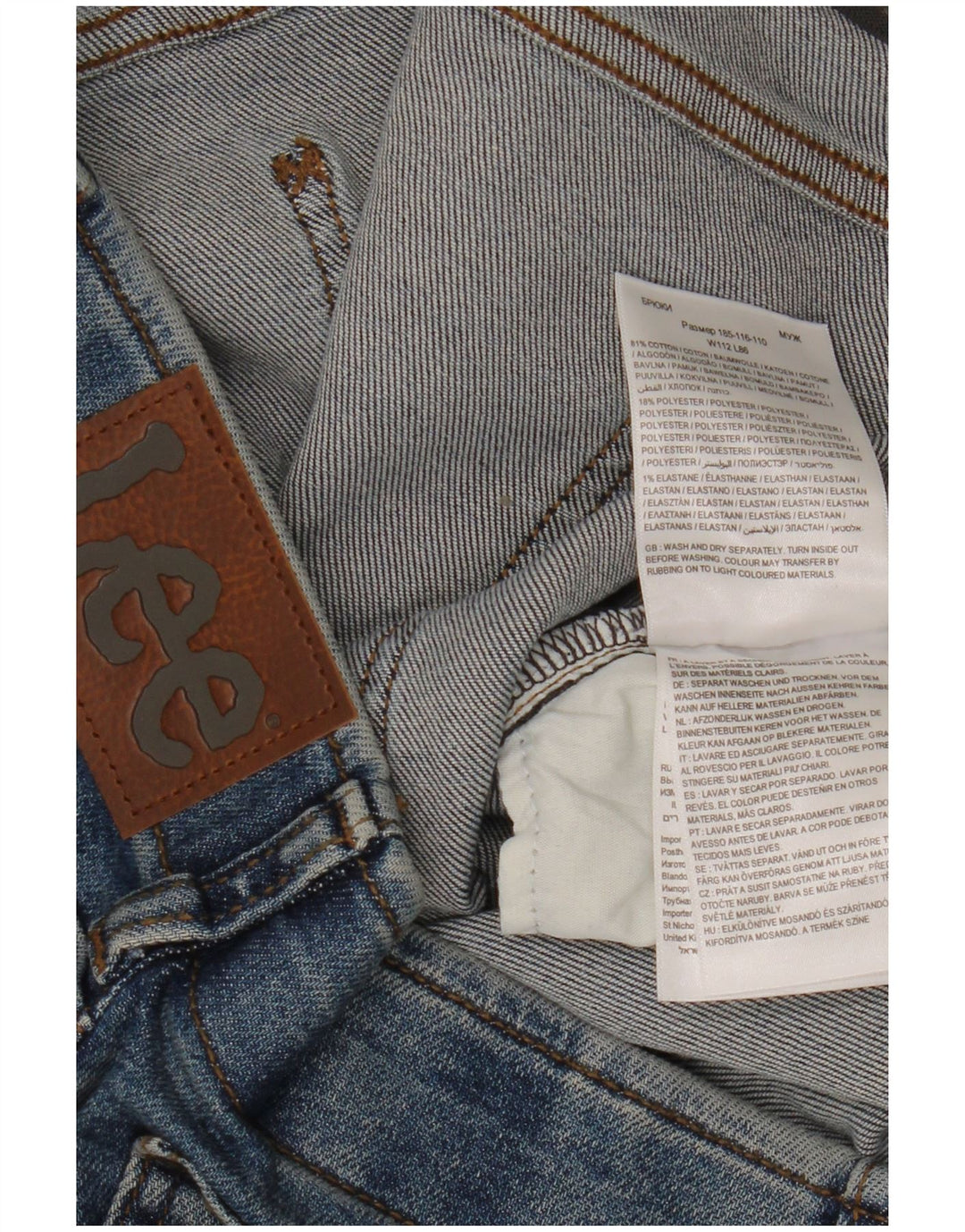 Lee Herren Straight Tapered Jeans W44 L34 Blaue Baumwolle