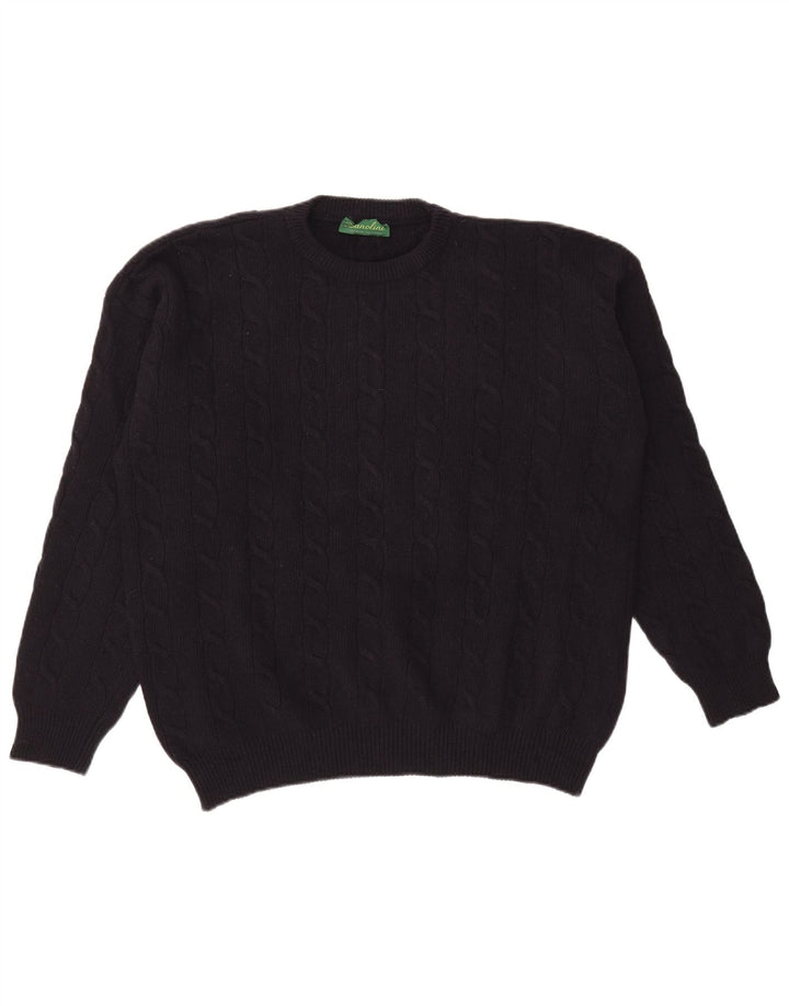 Zanolini Herren-Pullover mit Rundhalsausschnitt, XL, marineblaue Schurwolle