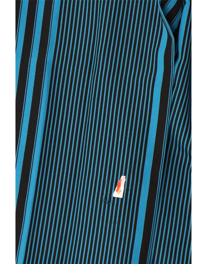 VINTAGE Damen Faltenrock IT 44 Medium W32 Blau gestreift Polyester