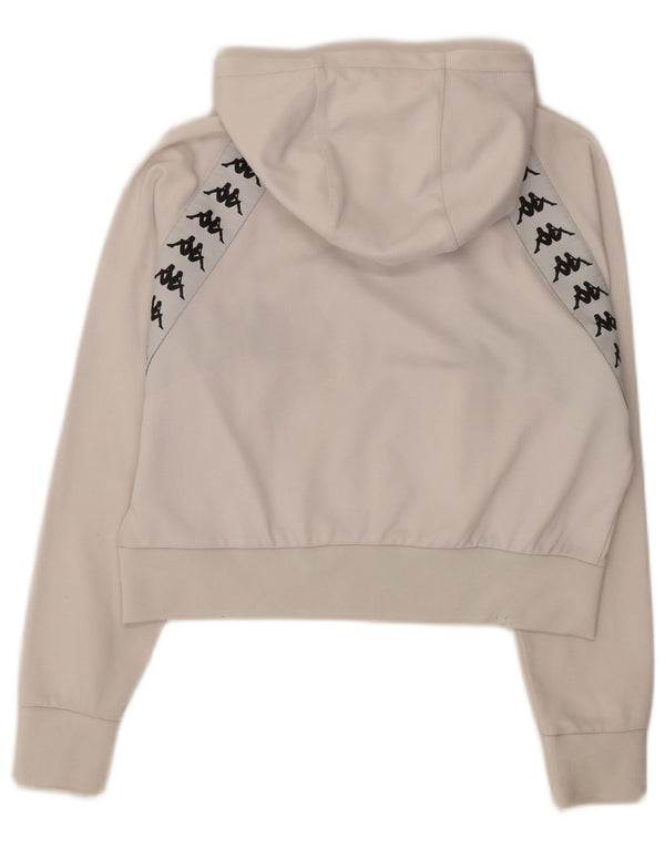 Kappa Womens Oversized Graphic Zip Hoodie Pullover UK 10 Small Weiß