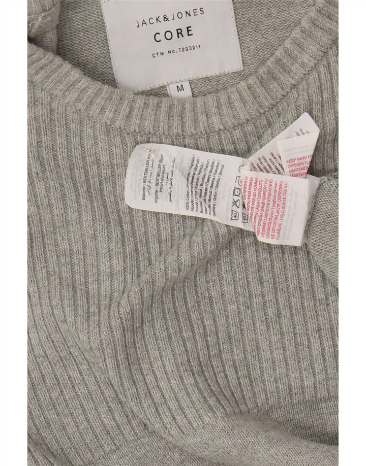 JACK & JONES Herren-Pullover mit Rundhalsausschnitt, mittelgraue Baumwolle