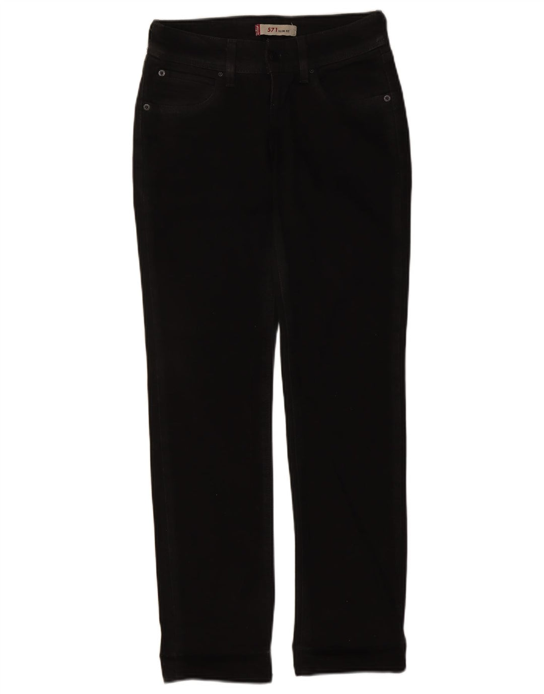 Levi's Damen 571 Slim Jeans W26 L30 Schwarz Baumwolle