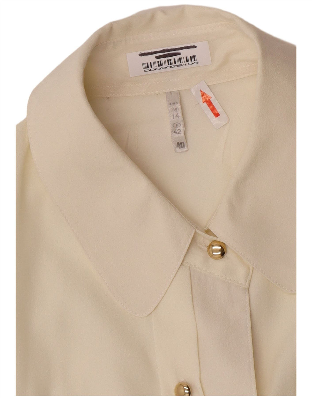 Vintage Damen Hemdbluse UK 14 Medium Off White Viskose