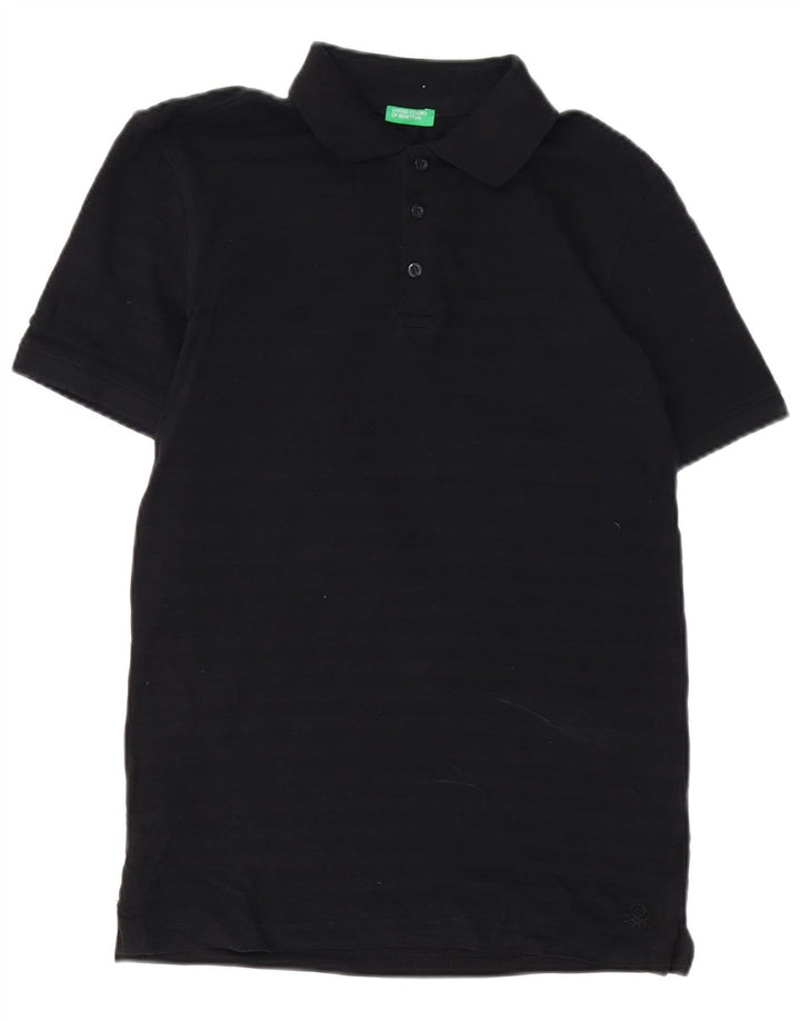 BENETTON Herren-Poloshirt, klein, schwarz gestreift, Baumwolle