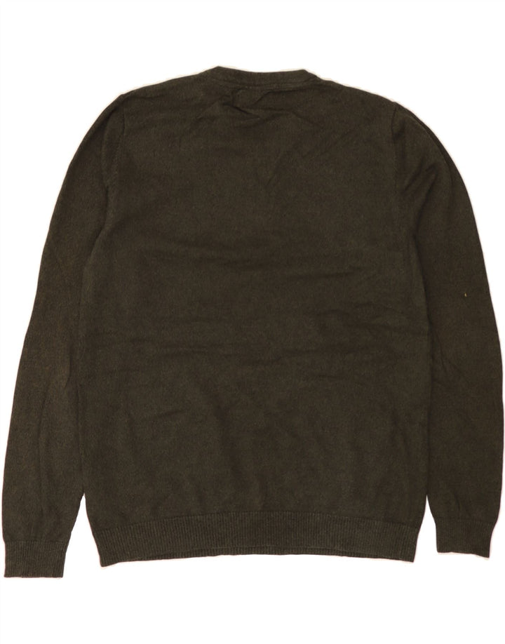 JACK & JONES Mens V-Neck Jumper Sweater Medium Khaki Cotton Vintage Jack & Jones and Second-Hand Jack & Jones from Messina Hembry 