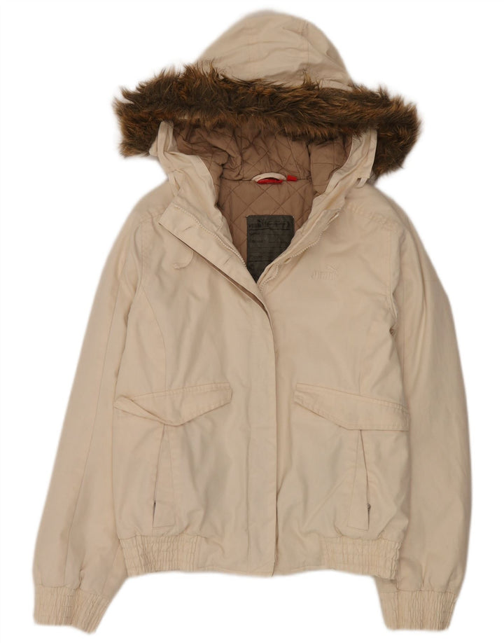 Puma Damen Bomberjacke mit Kapuze UK 6 XS Off White