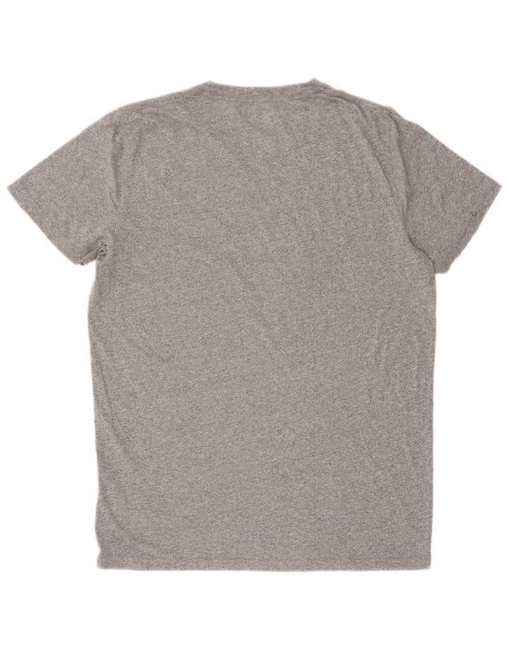 Hollister Herren-T-Shirt-Oberteil aus mittelgrau gefleckter Baumwolle