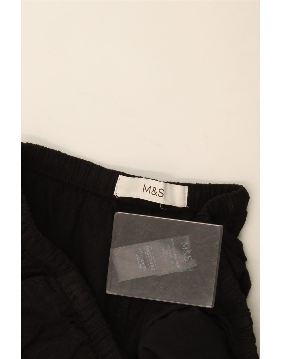 Marks & Spencer Damen Chinoshorts UK 10 Small W30 Schwarzes Leinen