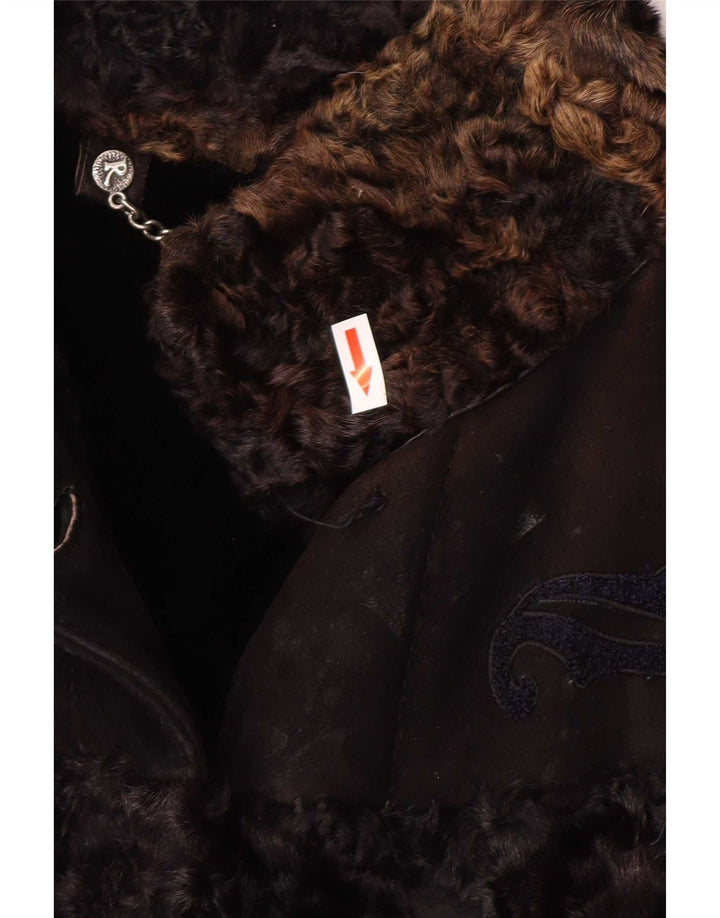 Robrik Damen Shearling Cape Mantel IT 44 Mittelbraun