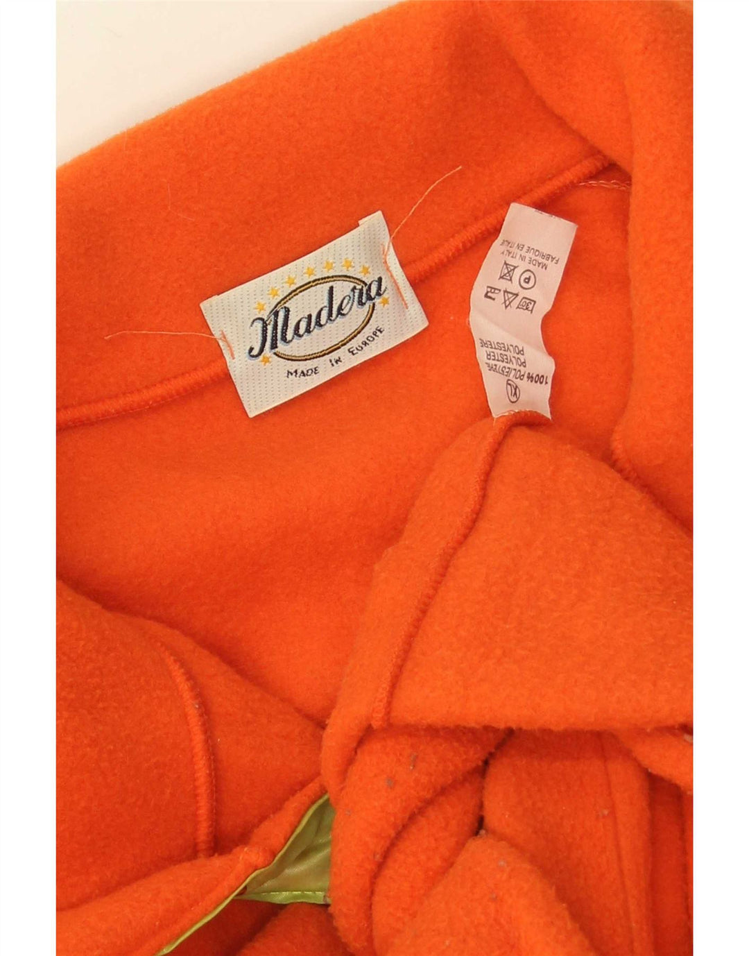 Vintage Herren-Fleecepullover mit Knopfkragen, XL, Orange, Polyester