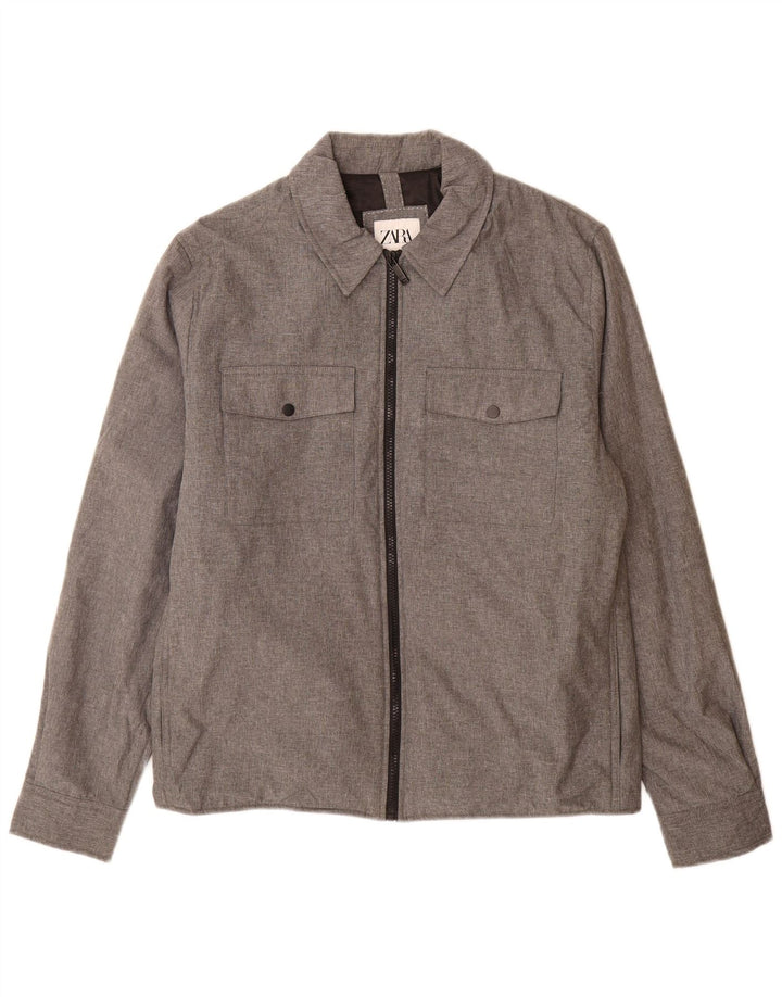 Zara Herren Utility Jacke UK 40 Large Grau Polyester