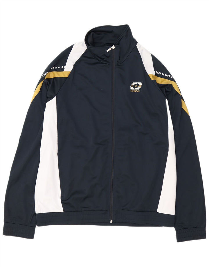 Lotto Herren-Trainingsanzugoberteil mit Grafik, 2XL, Marineblau, Farbblock-Polyester