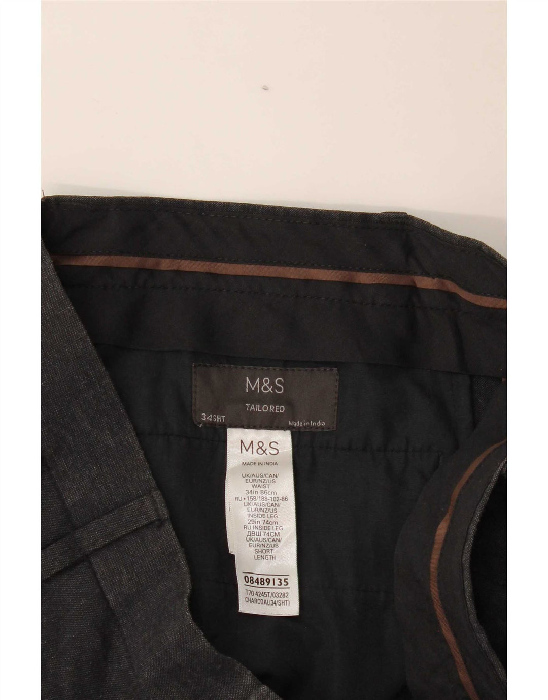 Marks & Spencer Maßgeschneiderte, gerade Anzughose für Herren, W34, L29, Grau, Polyester