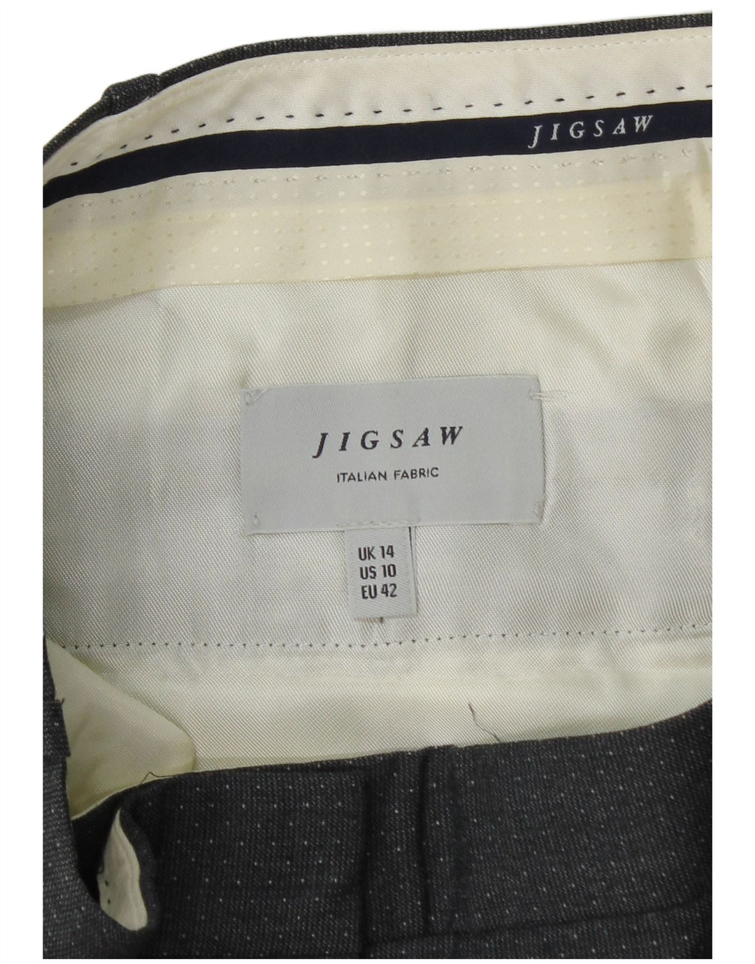 JIGSAW Gerade Chino-Hose für Damen, UK 44, Größe L, W34, L28, Grau gepunktet