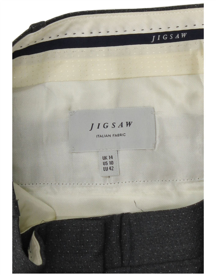 JIGSAW Gerade Chino-Hose für Damen, UK 44, Größe L, W34, L28, Grau gepunktet