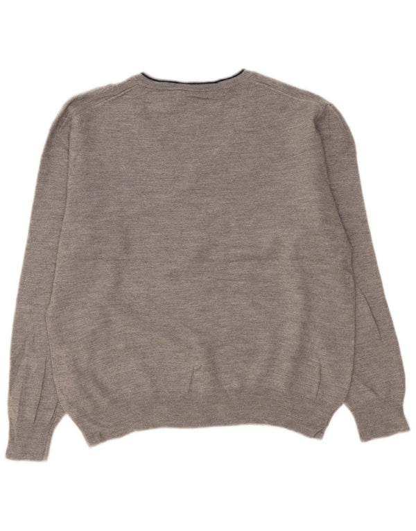 Polo Ralph Lauren Damen-Pullover mit V-Ausschnitt, UK 16, Größe L, graue Wolle