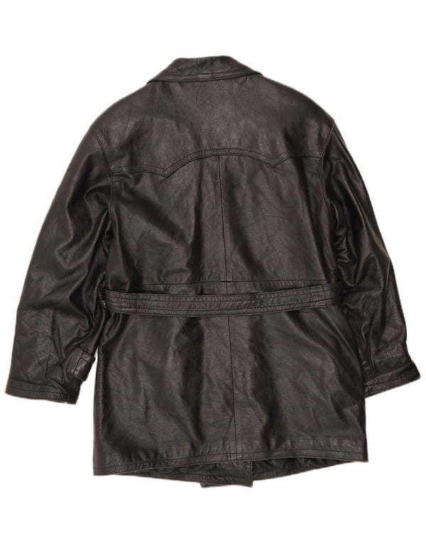 LAVORAZIONE ARTIGIANA Damenmantel UK 12 Mittelschwarzes Leder