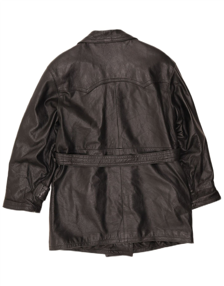 LAVORAZIONE ARTIGIANA Damenmantel UK 12 Mittelschwarzes Leder