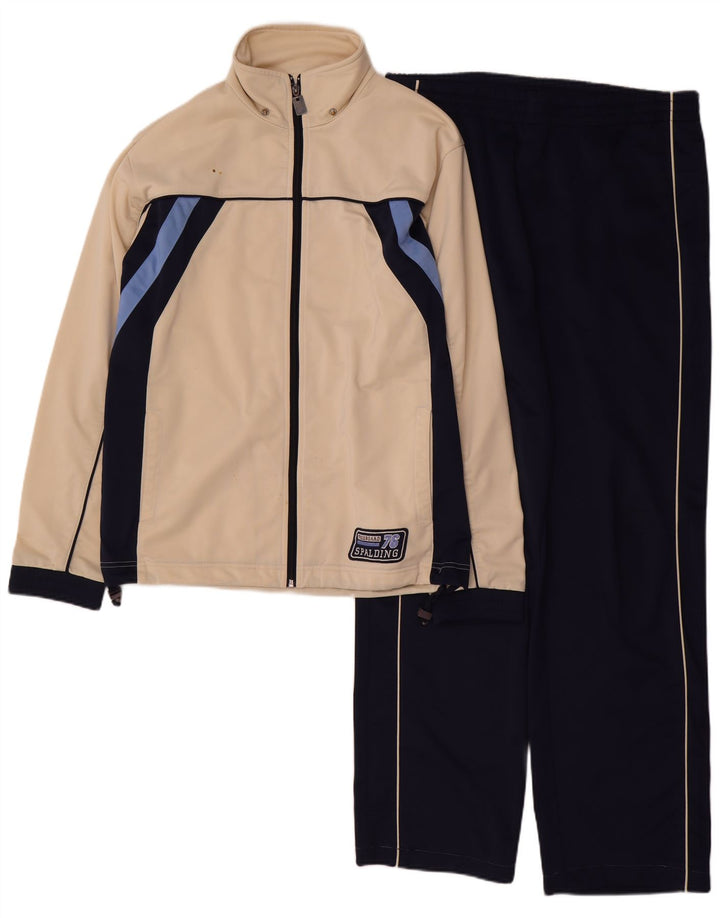 Spalding Herren-Trainingsanzug, groß, beige, Farbblock-Polyester
