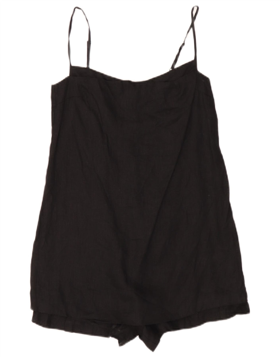 Zara Damen Playsuit UK 10 Small Schwarz Leinen