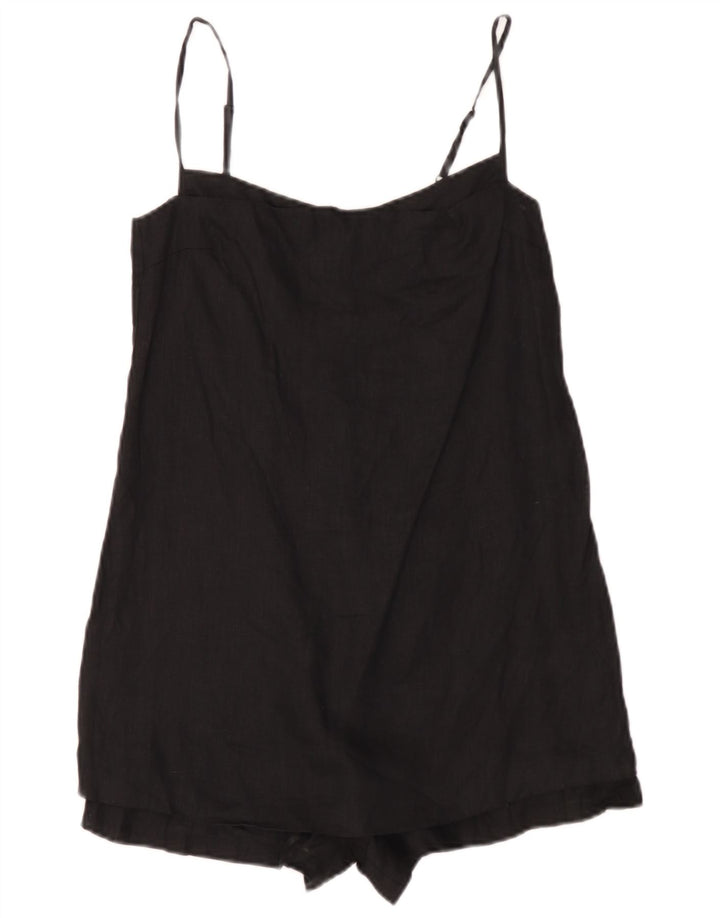 Zara Damen Playsuit UK 10 Small Schwarz Leinen