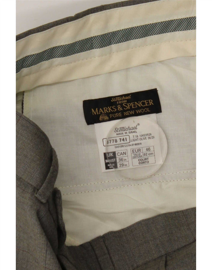 Marks & Spencer Herren-Anzughose mit Pegged-Anzug, W36 L29, grau karierte Wolle