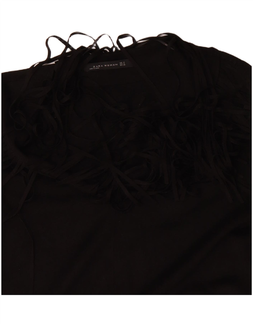 ZARA Damen Langarm-Tunikakleid UK 14 Medium Schwarz Polyester