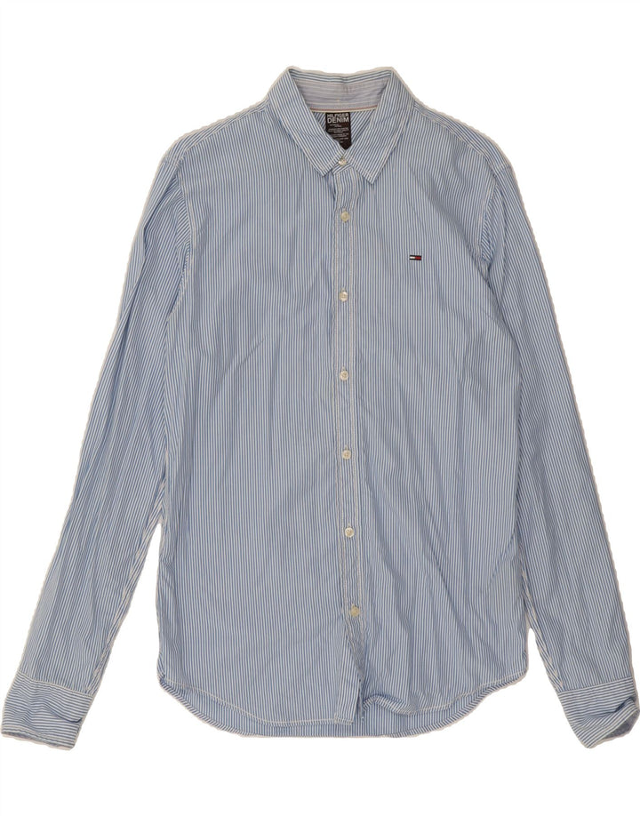 TOMMY HILFIGER Mens Shirt Medium Blue Pinstripe Cotton Vintage Tommy Hilfiger and Second-Hand Tommy Hilfiger from Messina Hembry 