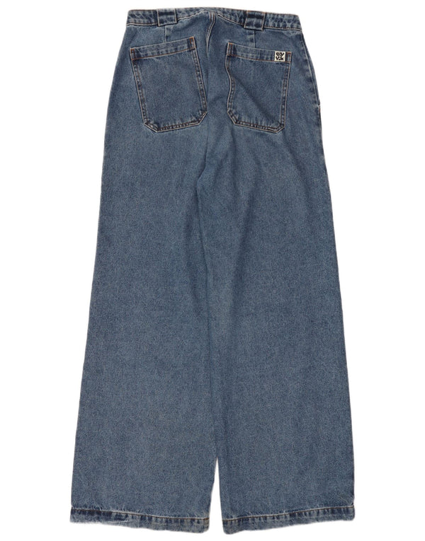 Lucy & Yak Damen-Jeans mit hoher Taille und weitem Bein, W30 L31, blaue Baumwolle