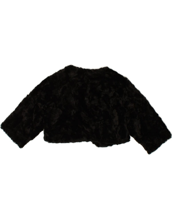 VINTAGE Damen Bolerojacke aus Kunstfell UK 12 Medium Schwarz Acryl