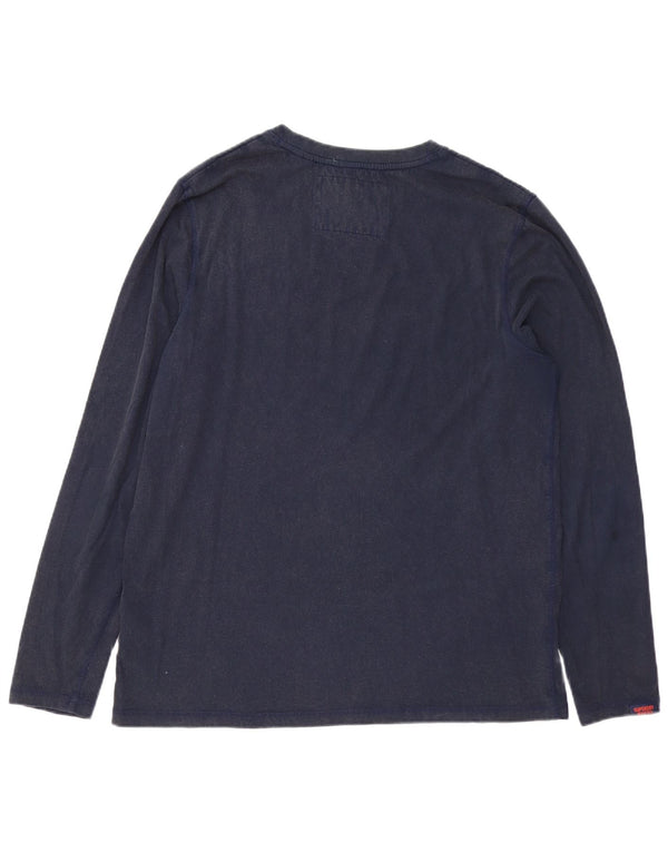 Superdry Herren Graphic Top Langarm XL Marineblau Baumwolle