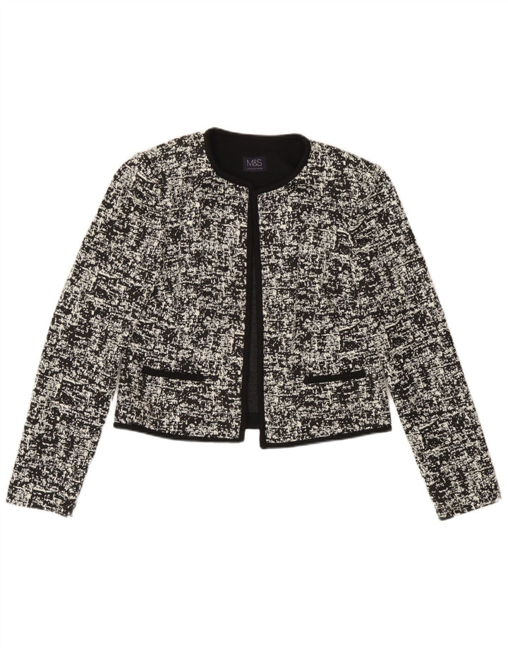 Marks & Spencer Bolero-Pullover für Damen, Gr. 10, Größe S, Schwarz, geometrisch