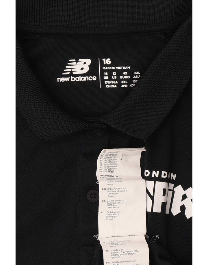 New Balance Damen Grafik-Poloshirt UK 16 Large Schwarz Polyester