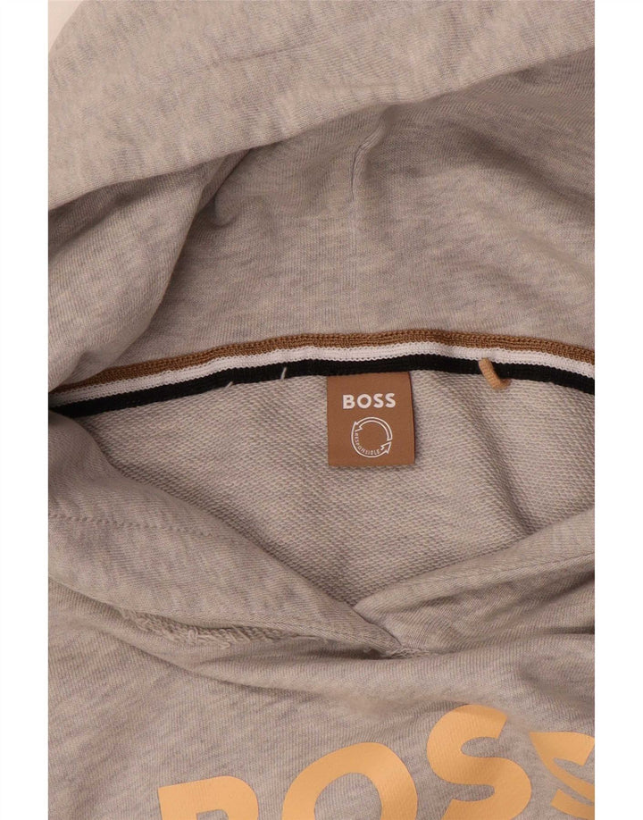 Hugo Boss Damen-Kapuzenpullover mit Grafik, übergroß, UK 14, Mittelgrau