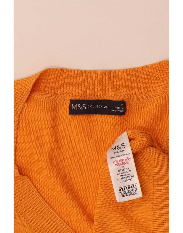 Marks & Spencer Herren-Pullover mit V-Ausschnitt aus mitteloranger Baumwolle