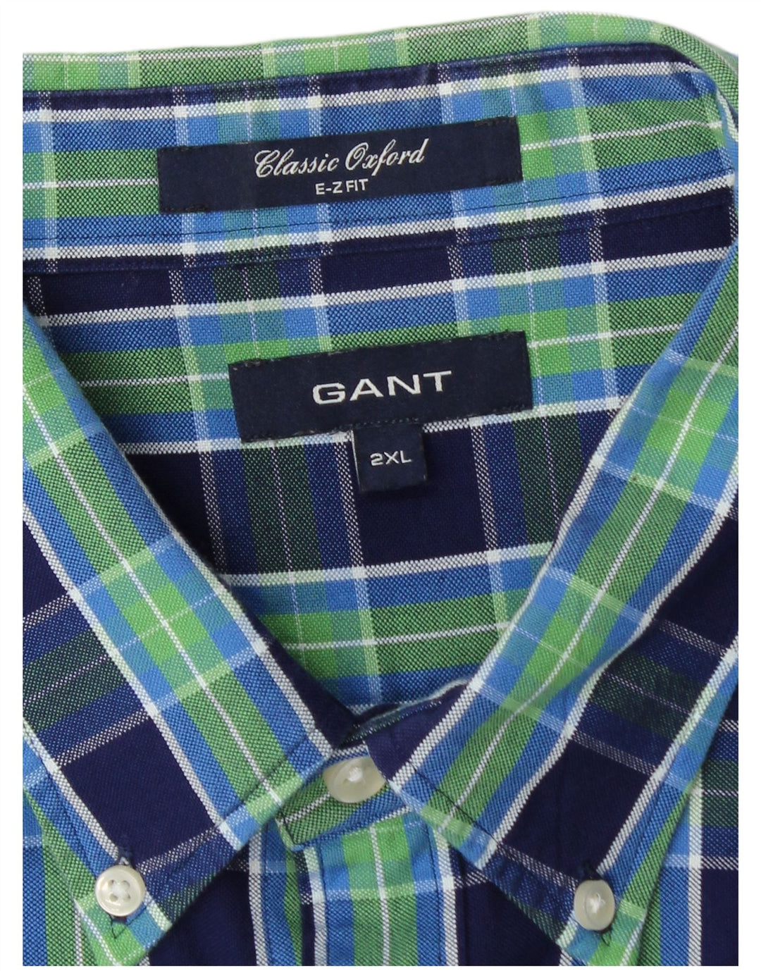 GANT Herren E-Z Fit Classic Fit Hemd 2XL Marineblau kariert Baumwolle