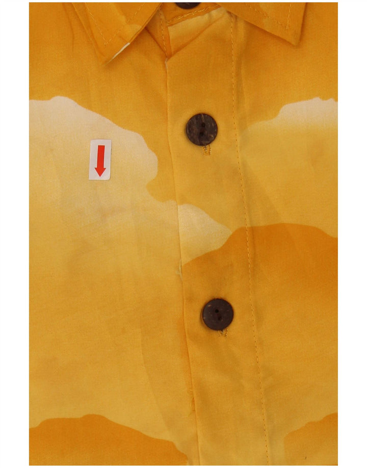 LOWES Mens Short Sleeve Shirt Small Yellow Polyester Hawaiian
