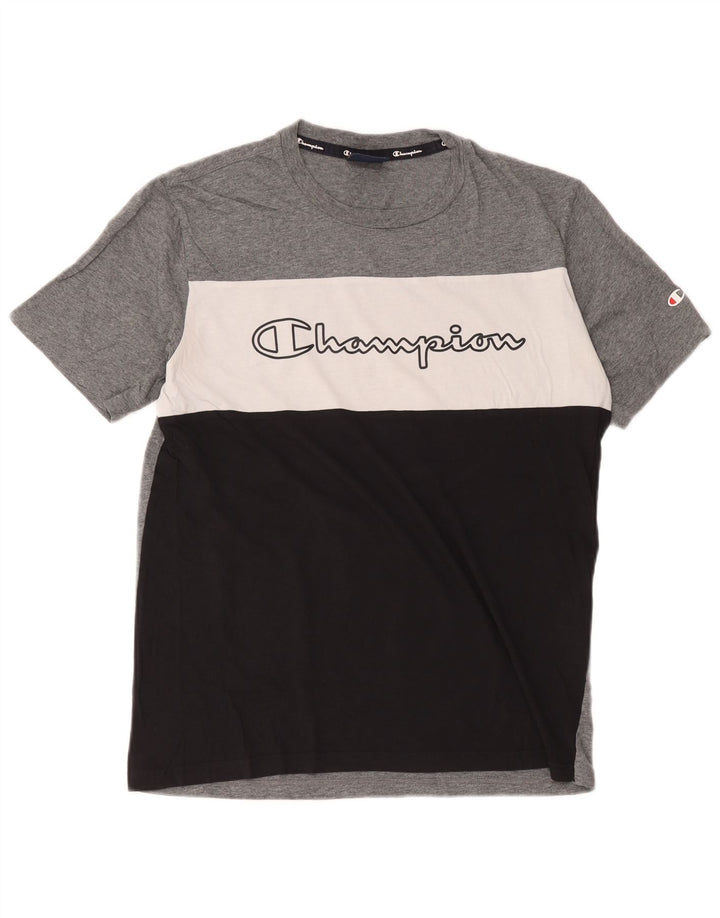 Champion Herren-T-Shirt mit Grafik, mittelgroß, mehrfarbig, Colourblock-Baumwolle
