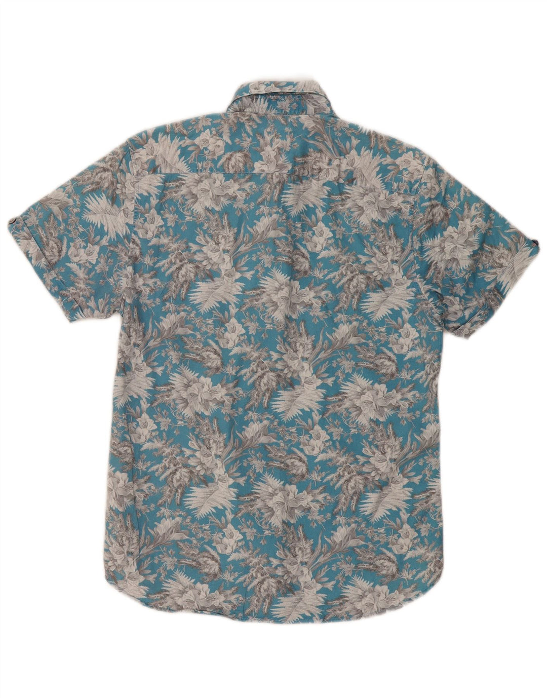 Ted Baker Herren-Kurzarmhemd, Größe 3, mittelblau, geblümt, Baumwolle