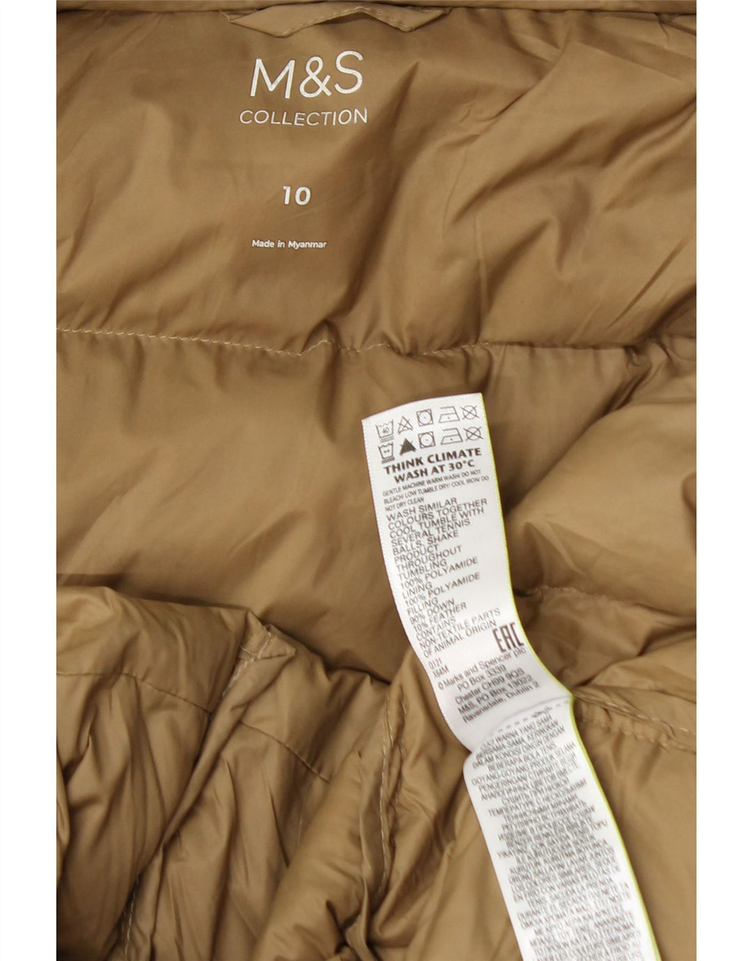 Marks & Spencer Damen-Kapuzenübergroßer, wattierter Mantel, Gr. 10, Beige