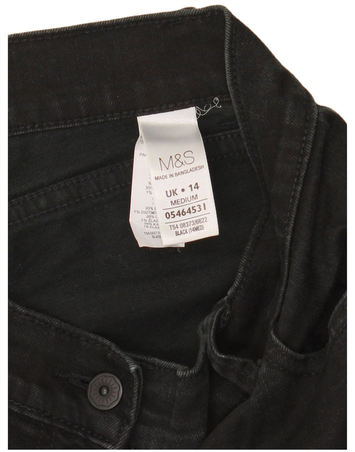 Marks & Spencer Damen Bootcut Jeans UK 14 Large W32 L30 Schwarze Baumwolle