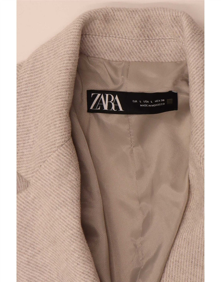 Zara Damenmantel mit 1 Knopf, UK 14, großes graues Polyester