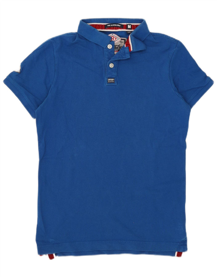 Superdry Herren-Poloshirt mit klassischer Passform aus mittelblauer Baumwolle