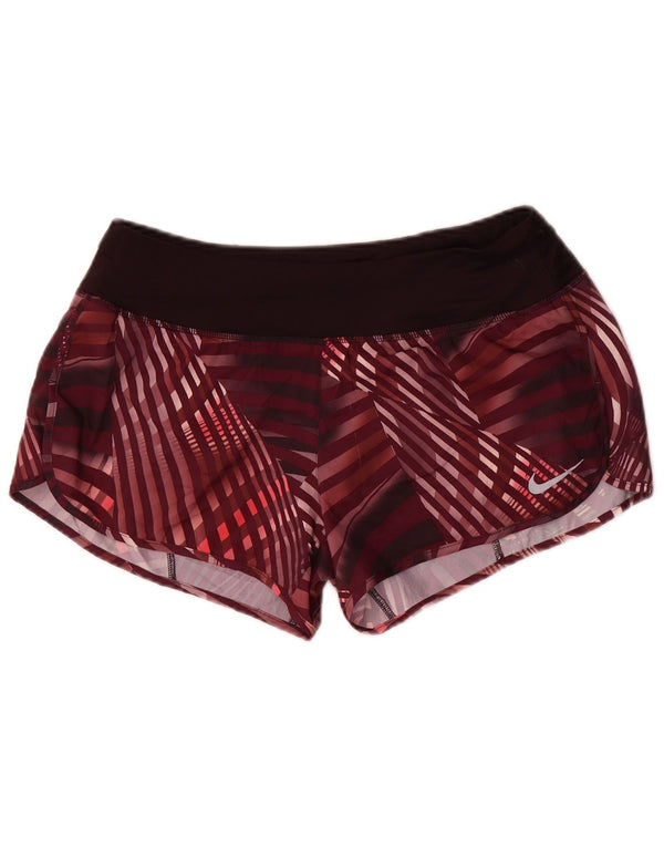 Nike Damen Dri Fit Sport Shorts UK 14 Medium Burgundy Check Polyester